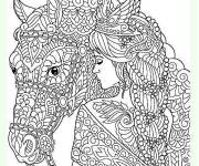 Coloriage Mandala Licorne et princesse