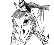 Coloriage Mandala Licorne facile &agrave; dessiner