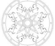 Coloriage Mandala Licorne facile en noir et blanc