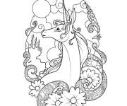 Coloriage et dessins gratuit Mandala Licorne facile pour Pâques à imprimer