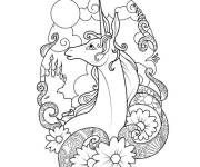 Coloriage et dessins gratuit Mandala Licorne facile pour P&acirc;ques à imprimer