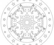Coloriage Mandala Licorne géométrique facile