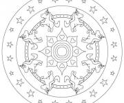Coloriage Mandala Licorne g&eacute;om&eacute;trique facile