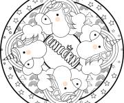 Coloriage Mandala Licorne maternelle