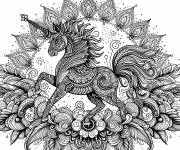 Coloriage Mandala Licorne maternelle difficile &agrave; colorier
