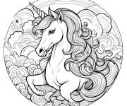Coloriage Mandala licorne maternelle pour les petits