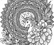 Coloriage Mandala Licorne merveilleux pour adulte