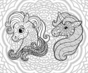 Coloriage Mandala Licorne orn&eacute;es