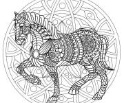Coloriage Mandala Licorne qui galope