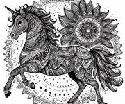 Coloriage Mandala Licorne tr&egrave;s difficile gratuit