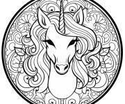 Coloriage Mandala Licorne zentangle GS