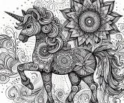 Coloriage Mandala Licorne Zentangle imprimable