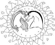 Coloriage Mandala Licornes amoureux