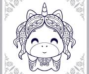Coloriage et dessins gratuit Mandala mignon Licorne joyeux à imprimer