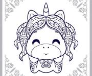 Coloriage et dessins gratuit Mandala mignon Licorne joyeux à imprimer
