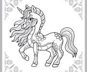Coloriage Mandala petit licorne charmant &agrave; colorier