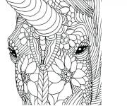 Coloriage et dessins gratuit T&ecirc;te de licorne en mandala gratuit à imprimer
