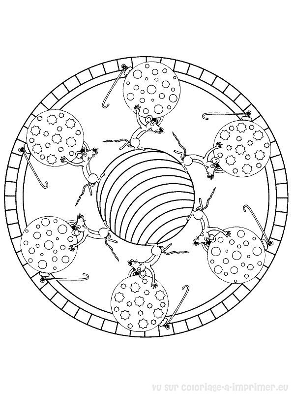 Coloriage Boule De Noël Et La Souris Mandala