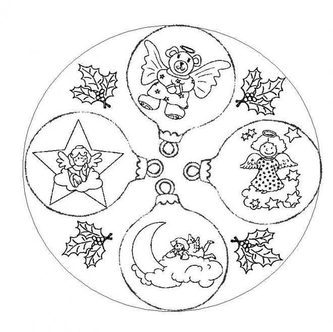 Coloriage Boule De Noel Et Les Anges Dessin Gratuit à Imprimer