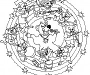 Coloriage Mandala Animaux célèbrent Le Noel