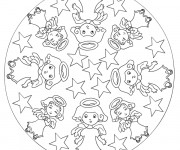 Coloriage et dessins gratuit Mandala Noel Ange à imprimer