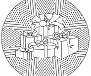 Coloriage et dessins gratuit Mandala Noel Cadeaux à imprimer