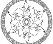 Coloriage Mandala Père Noel avec sa barbe