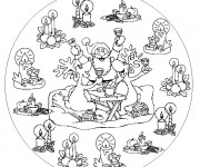 Coloriage Mandala P&egrave;re Noel humoristique