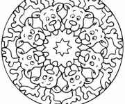 Coloriage et dessins gratuit Mandala Renne de Noel à imprimer