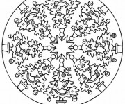 Coloriage Mandala Sapin Noel décoré