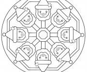 Coloriage Mandala T&ecirc;te de P&egrave;re Noel