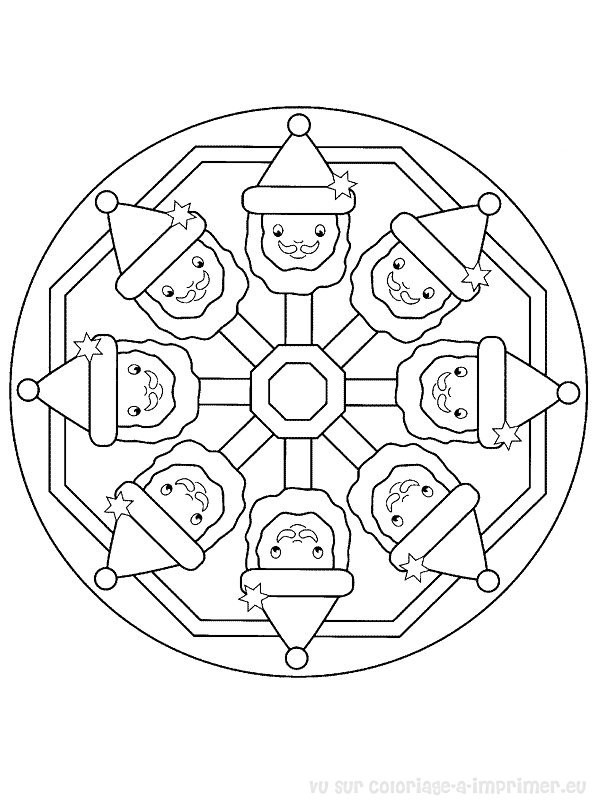 Coloriage Mandala Tête De Père Noel Dessin Gratuit à Imprimer