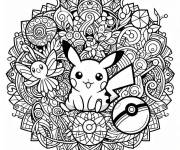 Coloriage et dessins gratuit Boule Pikachu mandala complexe à imprimer