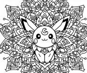 Coloriage et dessins gratuit Fleurs forment une mandala de Pok&eacute;mon à imprimer