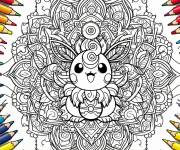 Coloriage et dessins gratuit Joli Pok&eacute;mon en mandala pour ce1 à imprimer