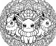 Coloriage et dessins gratuit Mandala complexe sur le theme des Pok&eacute;mon à imprimer