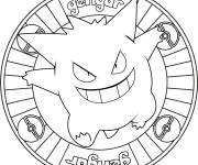 Coloriage et dessins gratuit Mandala Gengar simple à imprimer