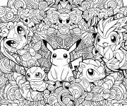 Coloriage et dessins gratuit Mandala pok&eacute;mon abstrait à imprimer