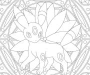 Coloriage Mandala pok&eacute;mon en gris