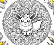 Coloriage Mandala pok&eacute;mon en jaune