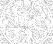 Coloriage Mandala pokemon Machamp