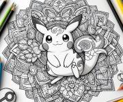 Coloriage Mandala pok&eacute;mon Pikachu &agrave; imprimer