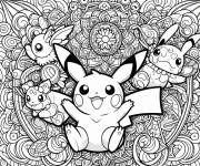 Coloriage Mandala pok&eacute;mon rectangle