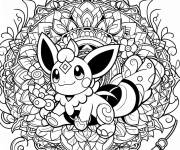 Coloriage et dessins gratuit Mandala pok&eacute;mon ronde à imprimer