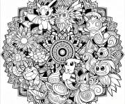 Coloriage Mandala pok&eacute;mon vectoriel illustr&eacute;e
