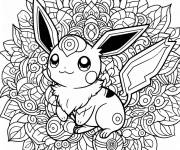 Coloriage Mandala sur cartoon Pok&eacute;mon difficile
