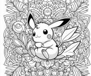 Coloriage Mod&egrave;le mandala Pikachu