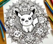 Coloriage Page pok&eacute;mon mandala pr&ecirc;te &agrave; colorier