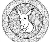 Coloriage Petite mandala Pikachu adulte