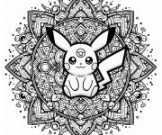 Coloriage Pikachu en mandala en &eacute;toile